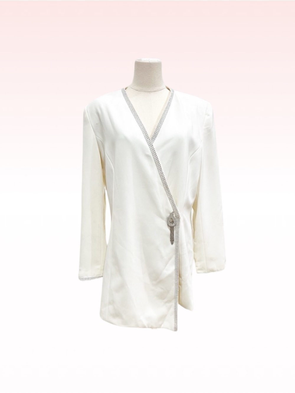 CLARA CLARA By Vinette Vintage White Crystal Embellished Blazer (Sz 14)